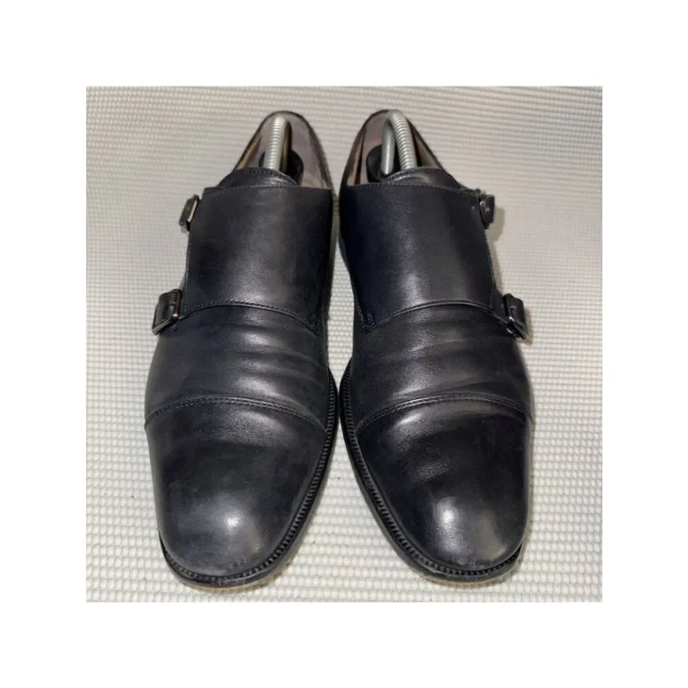 Hugo Boss Monk Double Strap Black Leather Comfort Dress Shoes Men’s Size 9 (42)